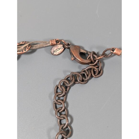 Chicos Copper Tone Red Glass Multi Wire Necklace Boho Coastal Chic 20" - Picture 7 of 9